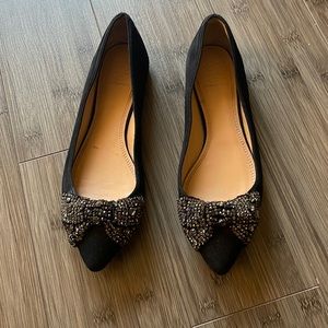 Tory Burch size 8 black flats with glitter bow
